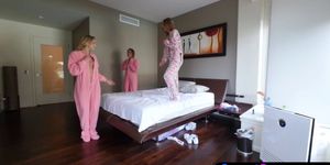 Petite teen BFFs woke up and fucked hard one by one
