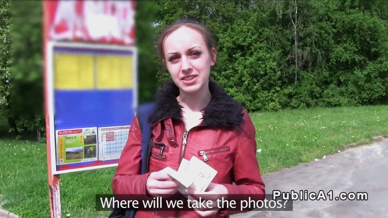Small tittied Czech bangs in public