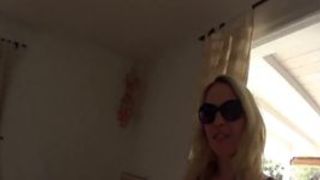 hot Deutsch Blondine auf Terrasse Creampie gefickt
