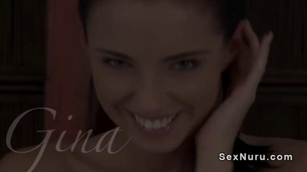 Slim brunette gets erotic foot massage