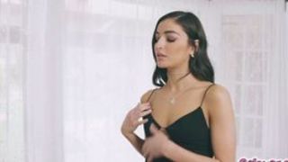 Emily lowering her face to Scarletts pussy