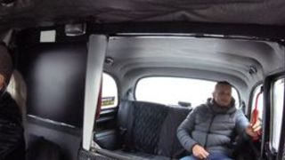 Blonde taxi driver banging in her cab in public