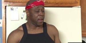 Cooking show ends in interracial orgy with skinny slut