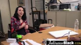 A big booty teen is getting banged in an office by a black cock