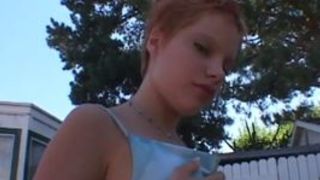 Short haired redhead fucks like a goddess