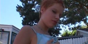 Short haired redhead fucks like a goddess