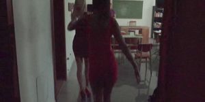 Horny party chicks gets out of control in school