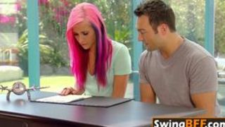 SWINGER small titted PERVERT fem has bisexual BAREBACK sex