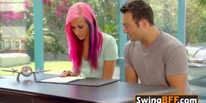 SWINGER small titted PERVERT fem has bisexual BAREBACK sex