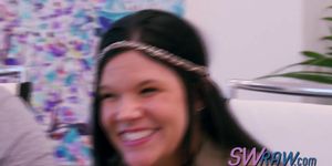 Swinger girls enjoy their days at the swing house with all the sex game they have