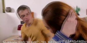 Cute redhead Amy Ledenez gets her cherry popped hard