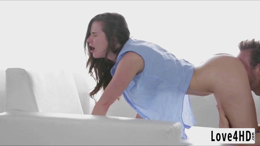 Alluring brunette chick waiting for her boyfriend to have a hardcore fuck