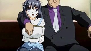 Tied up anime nymphet in stockings