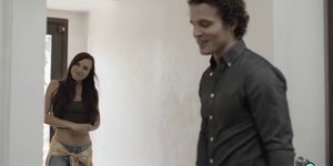 Closeted lesbian coaxed into straight fuck with BF