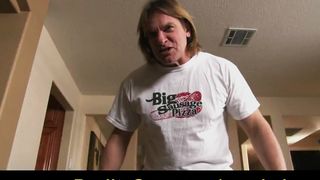 Hot young slutty teen redhead is fucked by the pizza delivery man