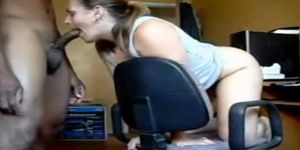 Interracial amateur fucking on the chair
