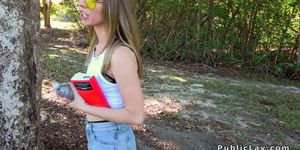 Hot blonde cheating bf in public