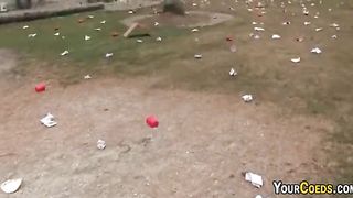 College Sluts Give Blowjobs In A Car