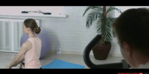 Gym teen fucked hard in her tight pussy by her trainer