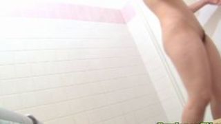 Small titted asian whore peeing