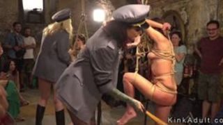 Public orgy fuck of two slaves