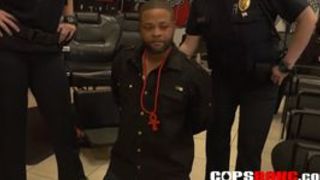 TWO horny MILFS ride BIG BLACK COCK in barbershop