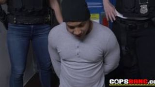 Purse snatching thief is caught red handed by horny busty cops