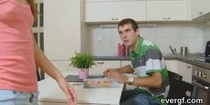 Indebted boyfriend allows nasty mate to fuck his lover for dollars