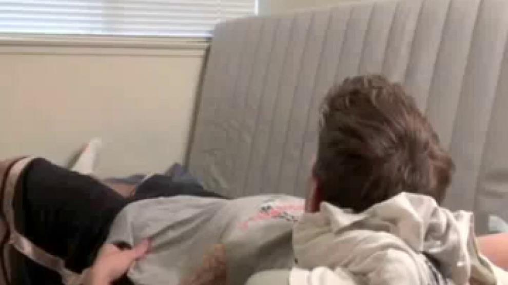 Smelling socks handjob
