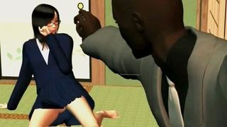 Sweet anime babe nailed deep from behind