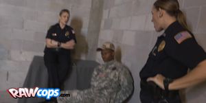 Busty brunette cop banged by soldier
