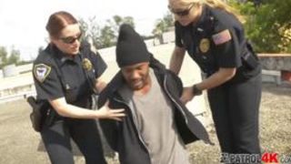 Suspect wearing the wrong colors is caught by perverted milf cops
