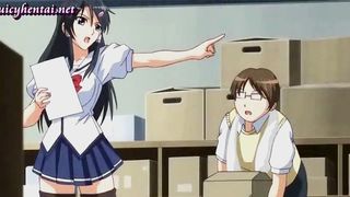 Wild anime teacher enjoys a dick