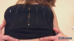 Innocent cutie is gaping narrowed pussy in close range and getting off
