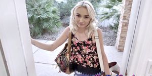 Blonde kinky teenager sucks