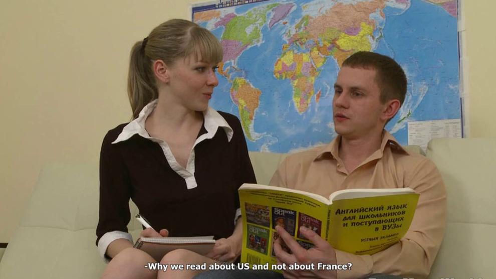 Teen is fucking while studying