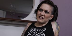 Inked punk rides cock reversecowgirl style
