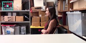 Brunette thief Jade Amber caught and punished