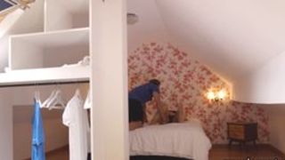 Blindfolded cougar gets anally slammed