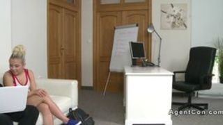 Fake agent fucks small tits blonde babe
