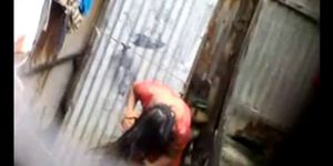 sexy girl bathing outdoor
