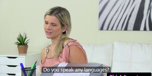 FAKEHUB - Lesbian agent muff diving casting babe