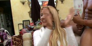 Cocksucking cfnm babes facialized by stripper