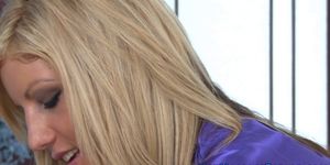 Horny blonde babe sucking