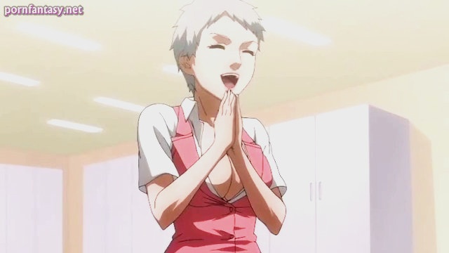 Redhead anime chick with huge tits