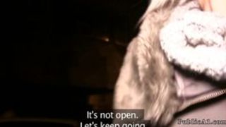 Hungarian blonde sucks and fucks in public