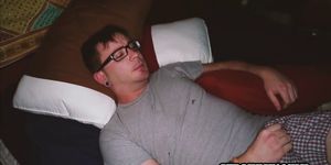 Sneaking into stepsisters room for a surprise blowjob