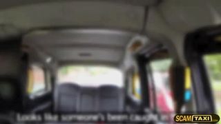 Skanky Ella sucks and fucks in taxi to get a free ride