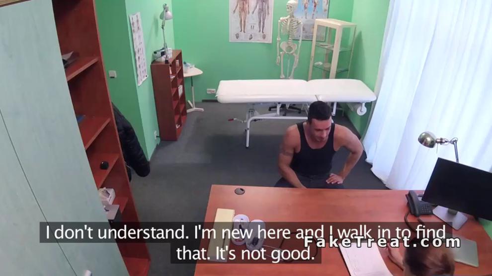 Nurse helps patient to drain his balls in hospital