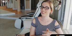 Bespectacled geeky blonde stepsister gets fucked hard